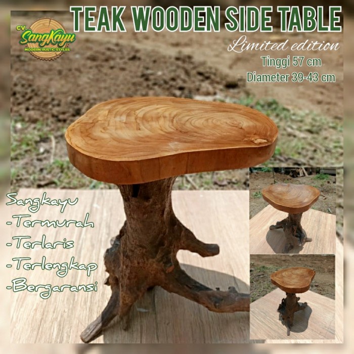 Meja kayu jati unik amazing teak wood wooden table Coffee table side09