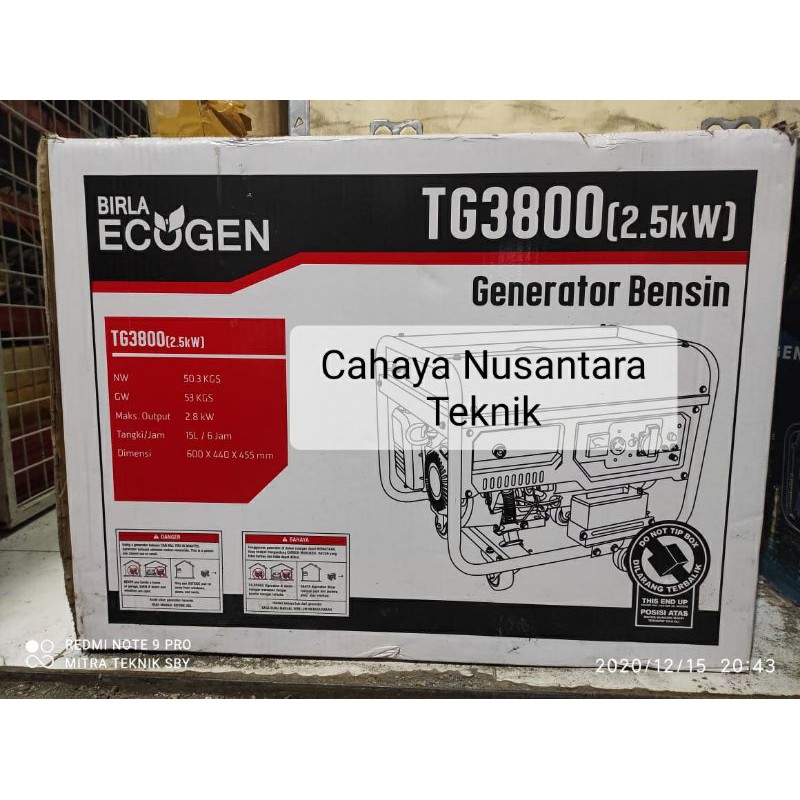 Genset Generator Bensin 2500 Watt Ecolite TG3800