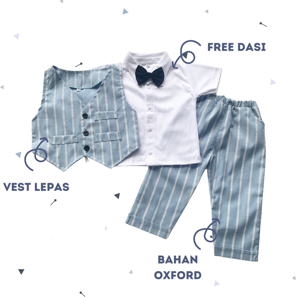 baju tuxedo jas anak laki laki cowok kondangan 1-3 tahun baby bayi balita STRIPE TUXEDO set