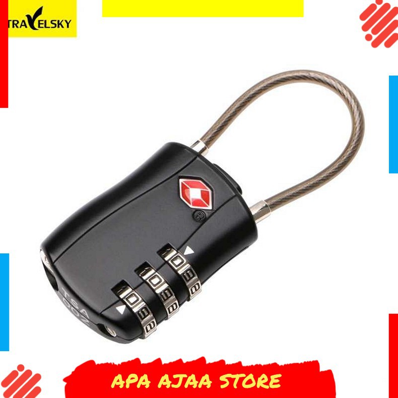 Hot Promo ! TRAVELSKY Gembok Koper TSA Padlock Kode Angka 3 Digit - TSA07