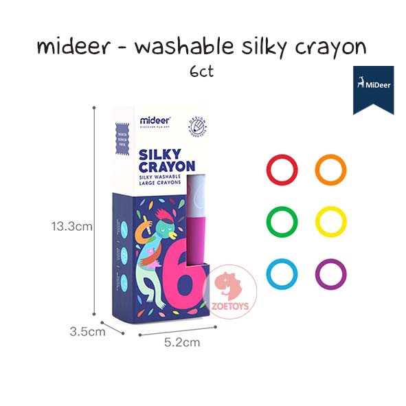 Zoetoys Mideer - Washable Silky Crayon 6 ct. 12 24 warna colors | Krayon Aman Body Face Painting | Cari Kado | Cari Kado Natal