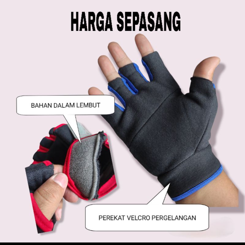 Sarung Tangan Luar Sepeda Motor Off-Road Setengah Jari Sarung Tangan Pria Super Elastis gym half finget muncak musim dingin