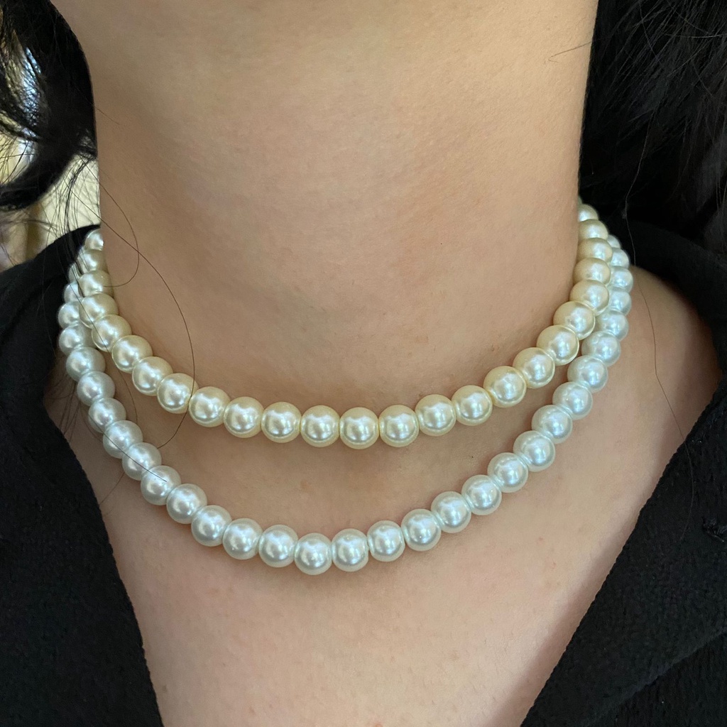 Beverly Pearl 8MM Choker Necklace kalung