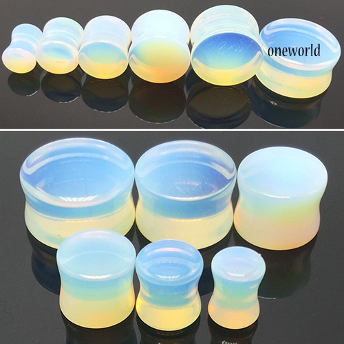 OW@ 1 Pc 5-18mm Opalite Double Flared Saddle Gauges Ear Plug Cool Stretcher Piercing