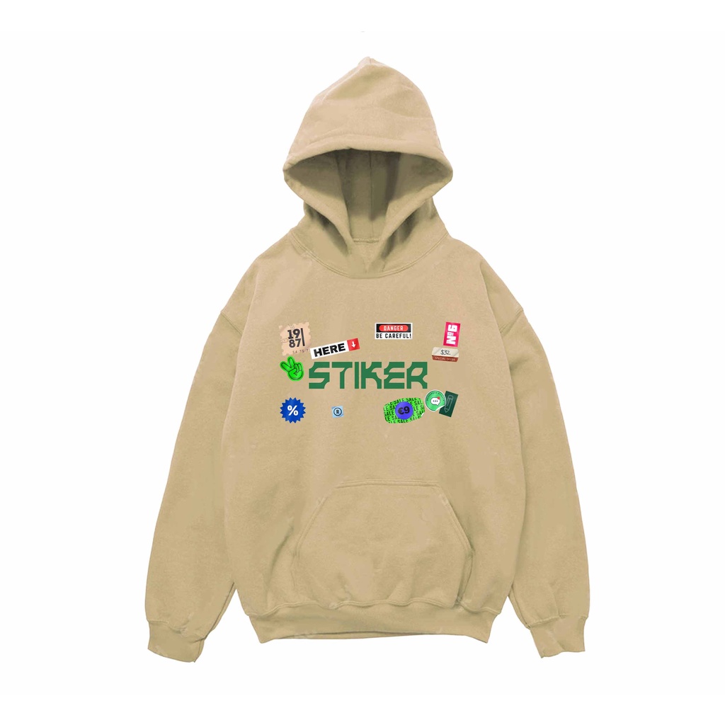 Hoodie Stiker Sweater Pria Fleece Size M - XXL