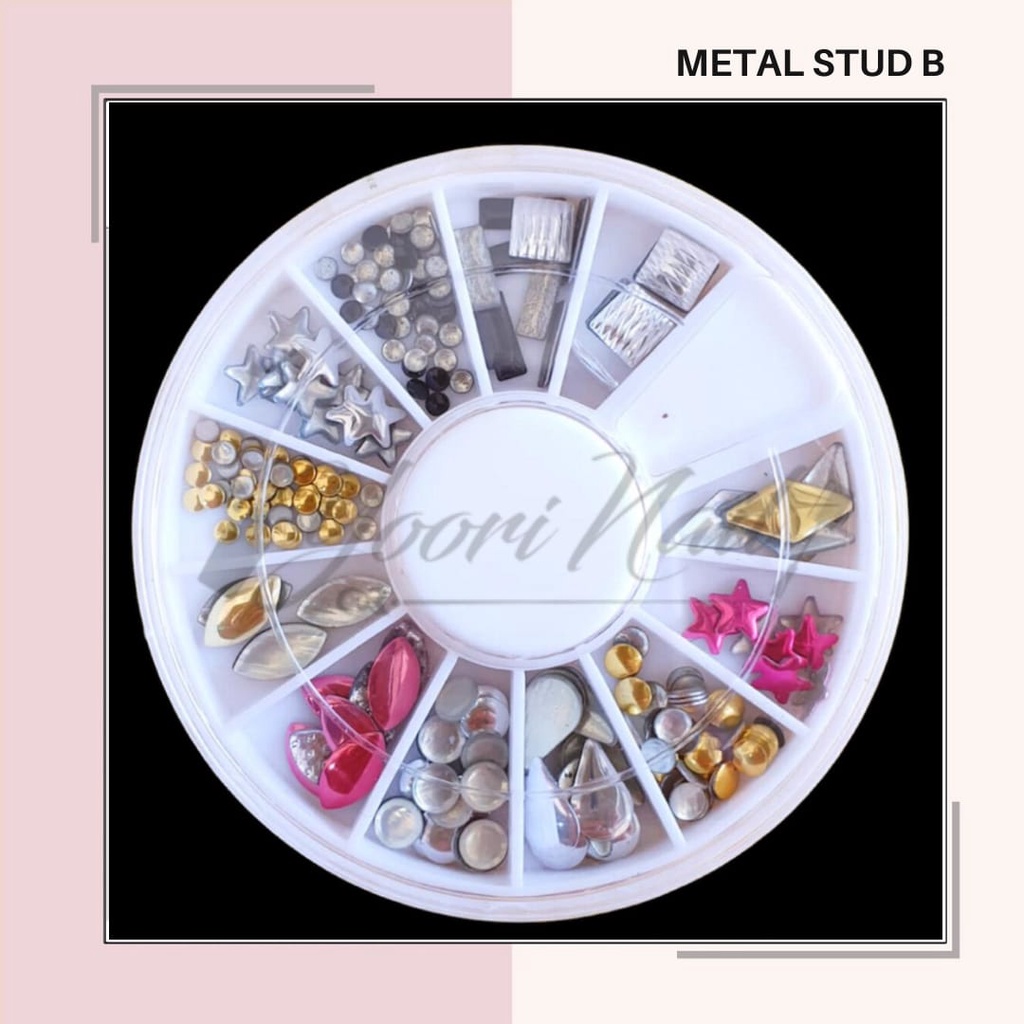 Metal stud wheel nail art studed square heart star circle stud metal