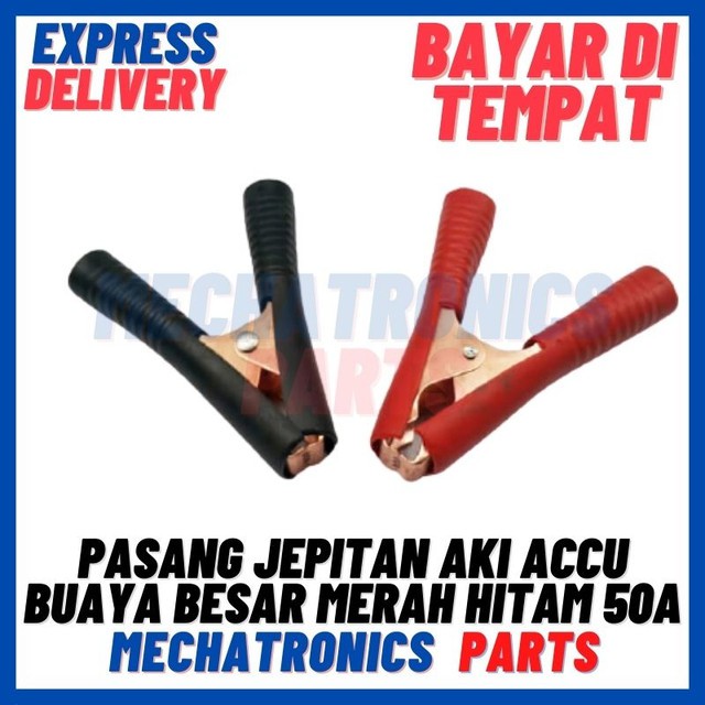[DEV-9283] PASANG JEPITAN AKI  ACCU BUAYA BESAR MERAH HITAM 50A