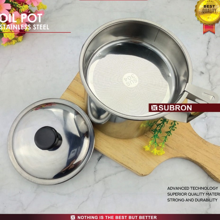 Oil Pot Saringan Tempat Minyak 1200ml Stainless Steel