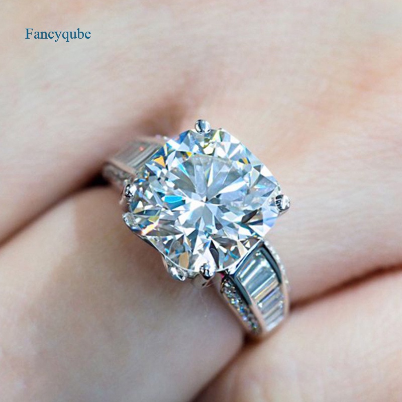 Fancyqube Cincin Cubic Zirconia Inlaid Gaya Elegan Untuk Wanita