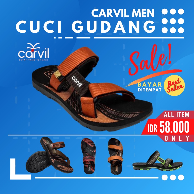 Sandal Pria Carvil Buana | golden | rekdra | Sindara | Carvil Original Anti Air - Sendal Carvil Pria Original Slide dan Jepit