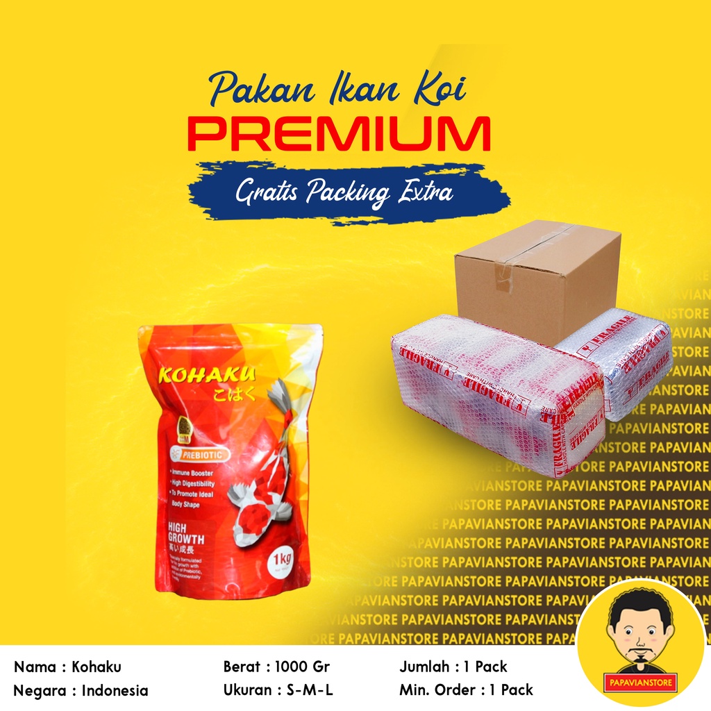 Pakan Ikan Koi Premium Makanan Penumbuh Pembesar Pembentuk Pertajam Warna 1 Kg Size S Kecil M Sedang L Large 3mm 5mm 8mm Penumbuh Pemutih Pertajam Warna Original Pack P028