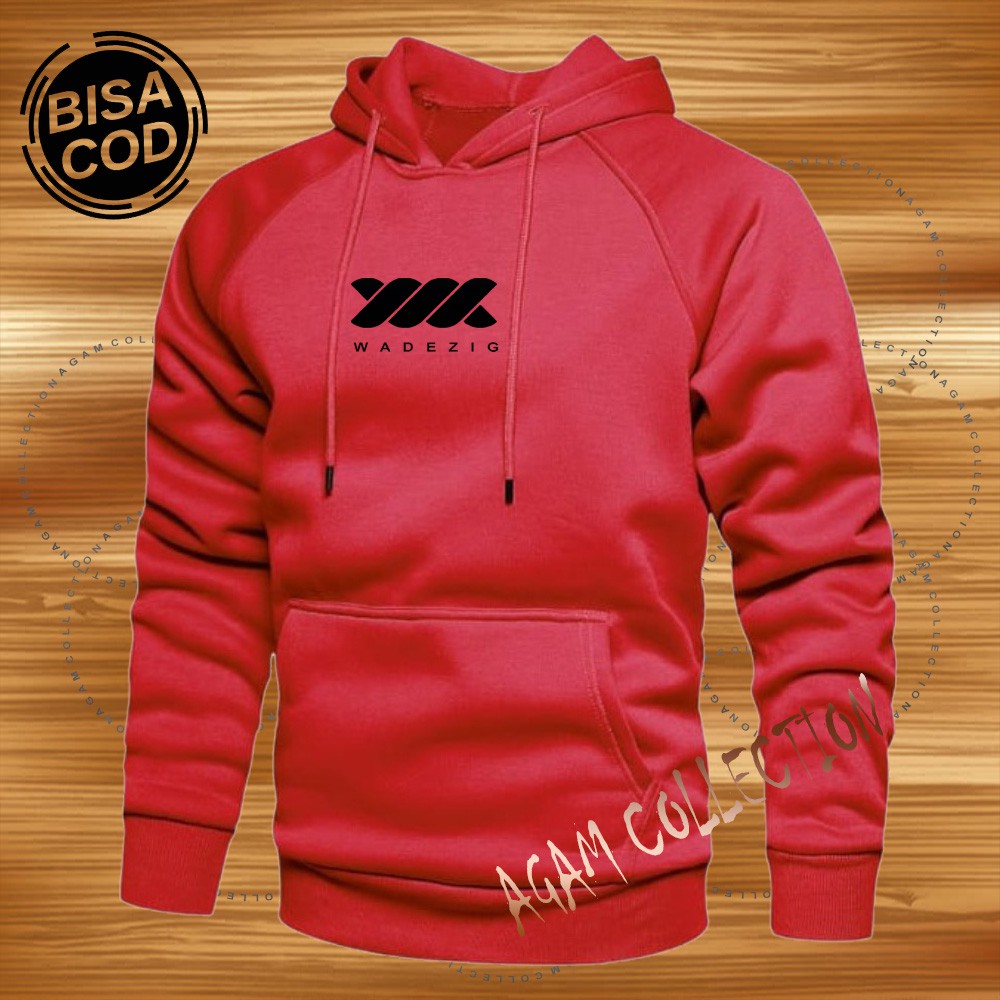 Agam collection Sweater Hoodie Distro Wadezi9 Premium Text Hitam Pria Wanita-Merah