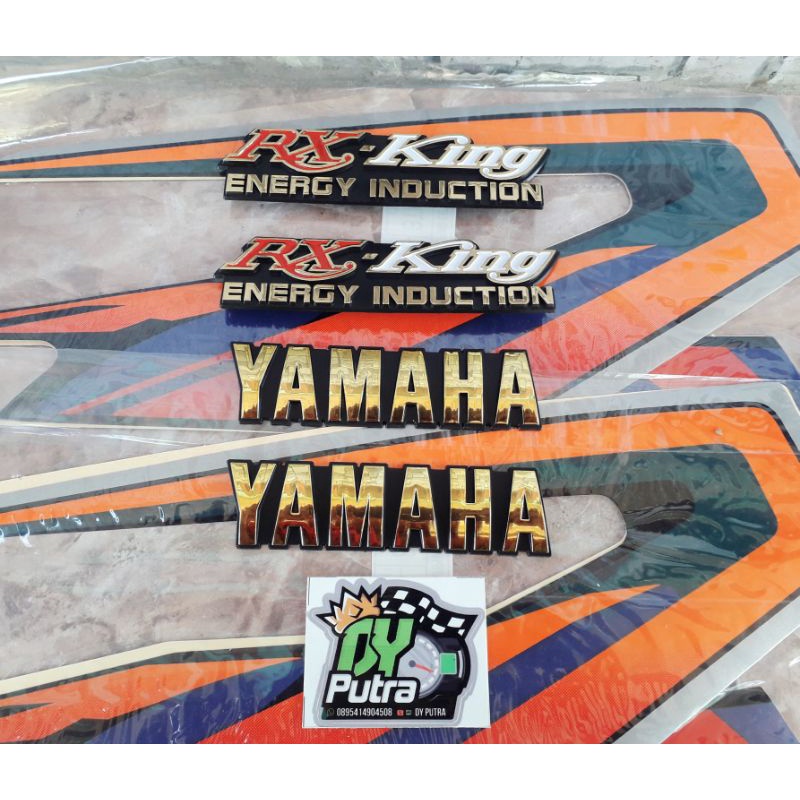 SEPASANG LOGO EMBLEM YAMAHA RX KING SET LOGO BOX AKI RX KING WARNA MERAH NON ORI KUALITAS BAGUS