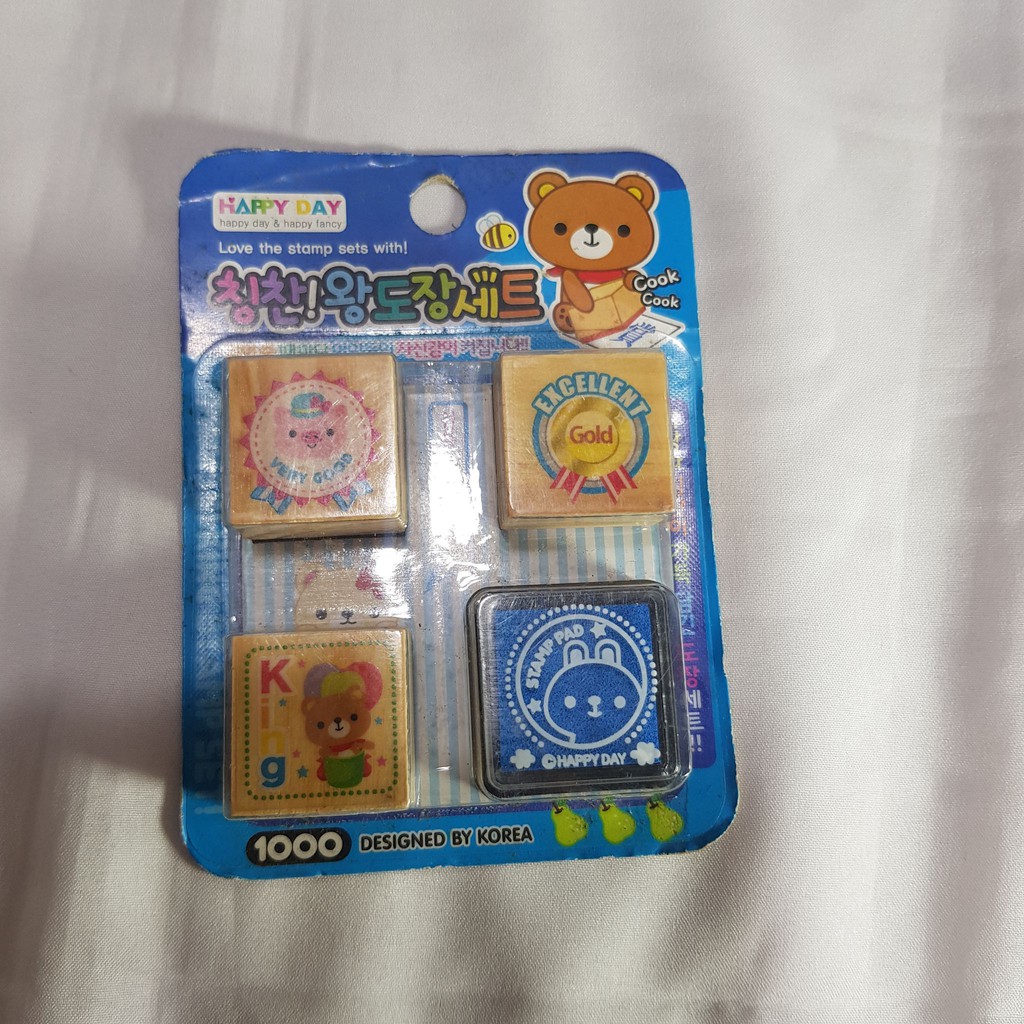 

cap stempel bentuk hewan beruang kelinci ayam korea stamp sets with bear set alat cap korea beruang