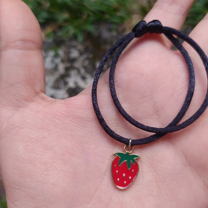 FRUIT & FOOD BRACELET / Gelang buah lolypop semangka strawberry / UNIK / PERSAHABATAN / MURAH / LUCU-Strawberry 2