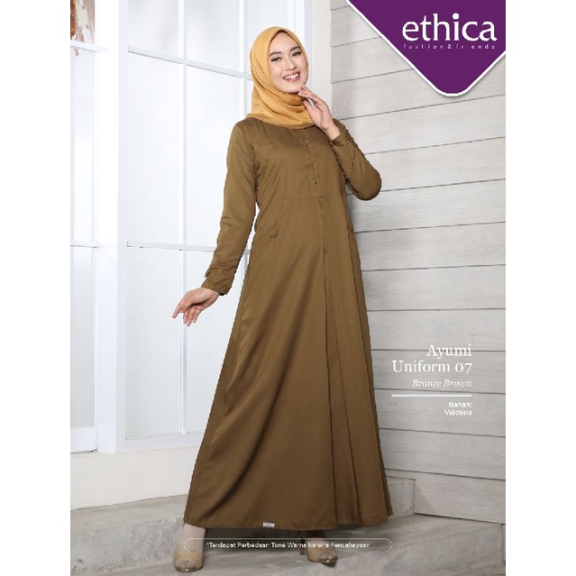 GAMIS ETHICA / AYUMI UNIFORM 07 / MUSTARD GOLD / BRONZE BROWN / GAMIS 2021 / BISA COD