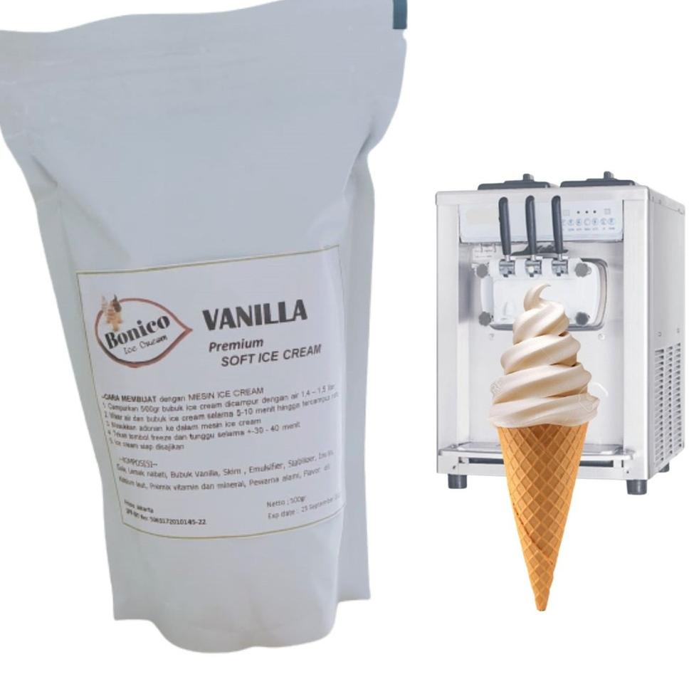 

㊔ BONICO VANILLA SOFT ICE CREAM POWDER 500gr PREMIUM RESTO bubuk es krim mesin VANILA cone frizco BIG SALES 2780 ♛