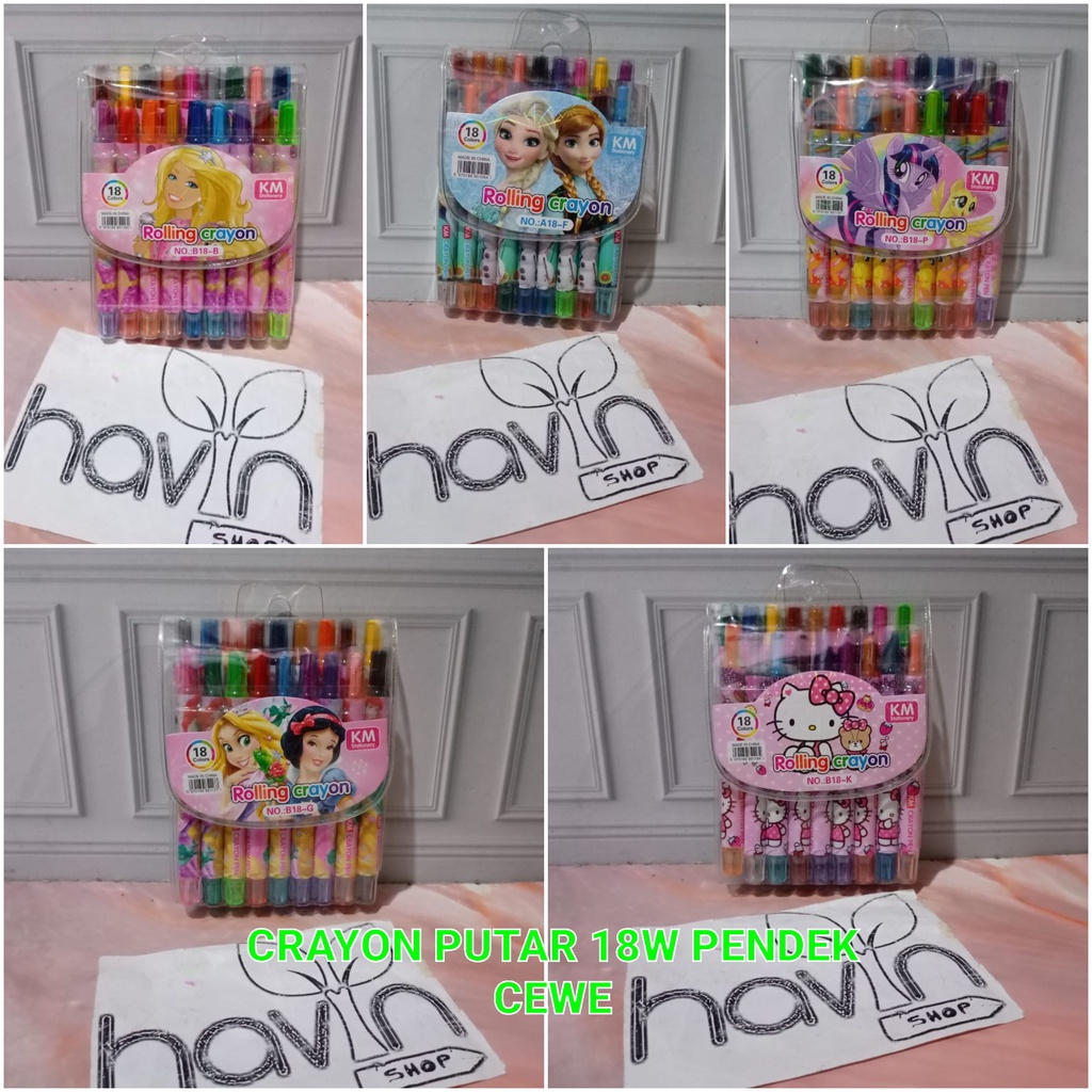 

CRAYON PUTAR PENDEK 12warna atau 18warna/krayon/rolling crayon/twist crayon