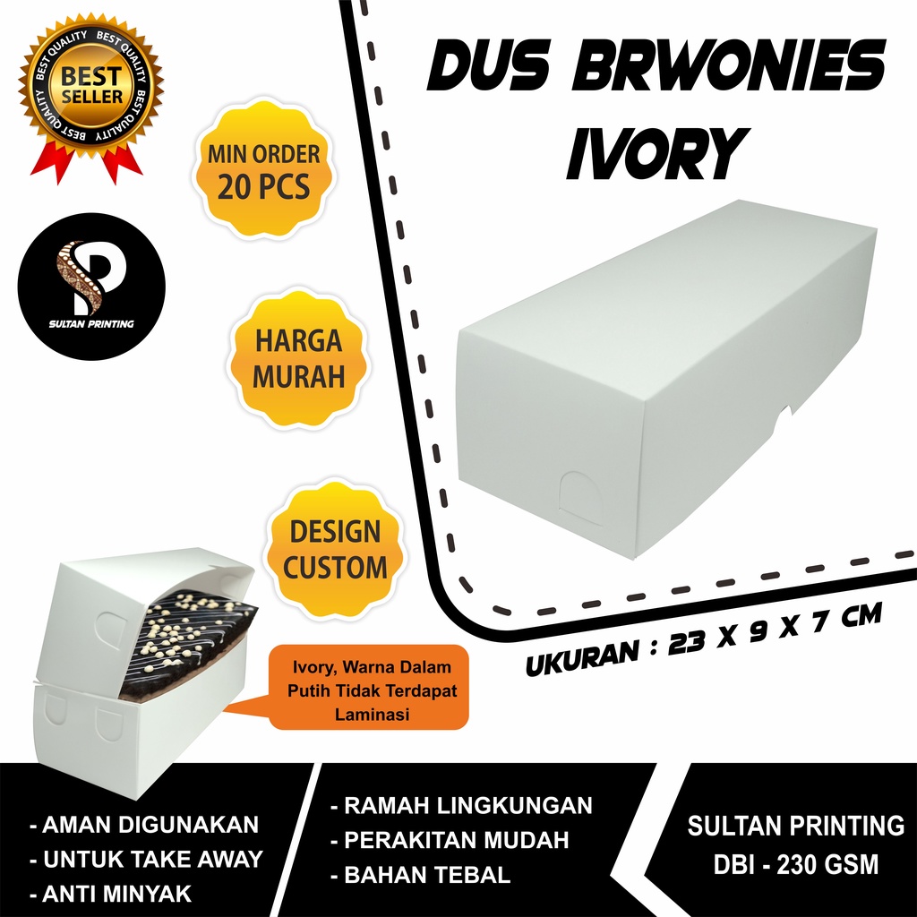 DUS BROWNIES / BOX BROWNIES / KOTAK BROWNIES (IVORY)