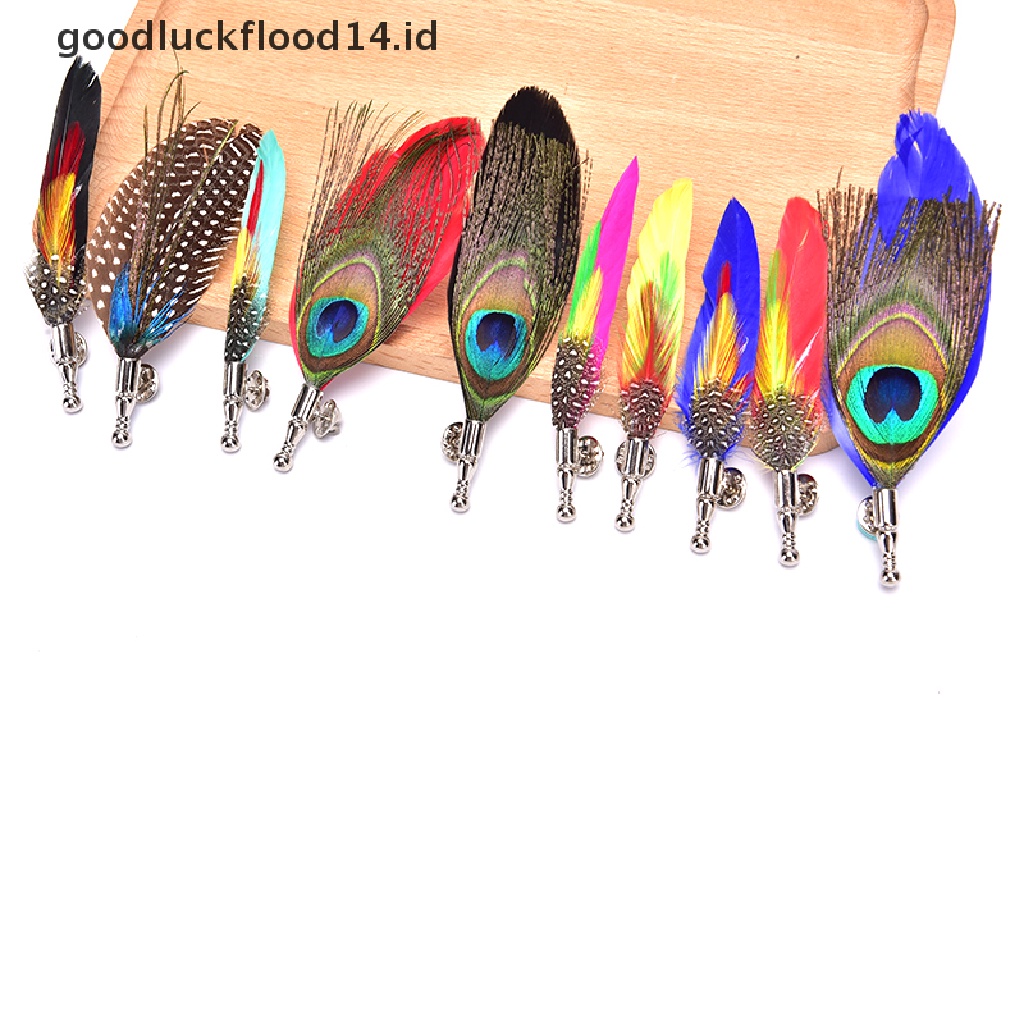 [OOID] Handmade Peacock Pheasant Feather Brooch Hat Lapel Pin Suit Wedding Accessories ID