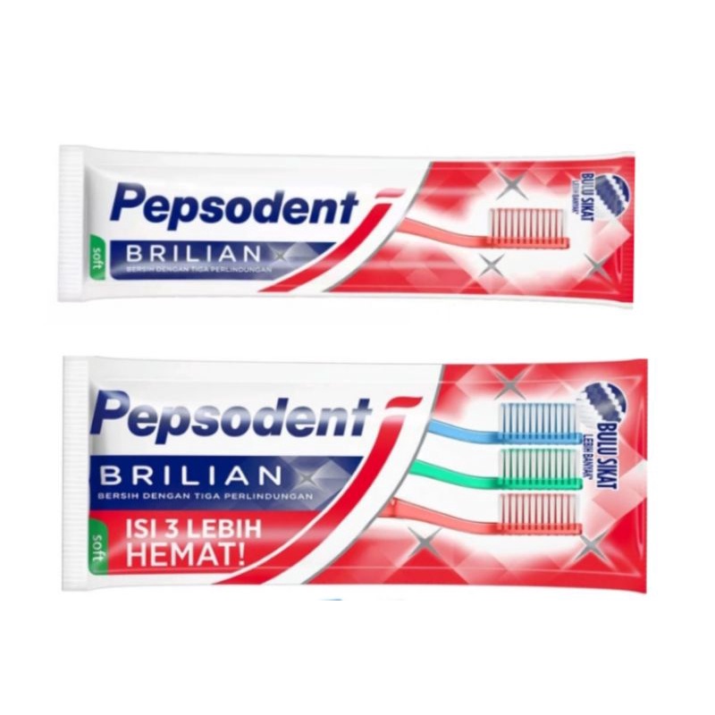 sikat gigi pepsodent triple clean/brilian soft