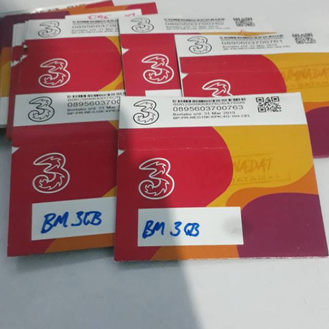 Kartu Paket Perdana Tri BM 3 gb