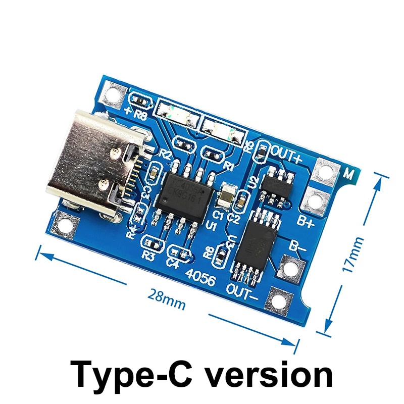 TP4056 5V USB Type C 1A CHARGING Charger BMS BATTERY Baterai Lithium 18650 Li-Ion + modul Proteksi Protection