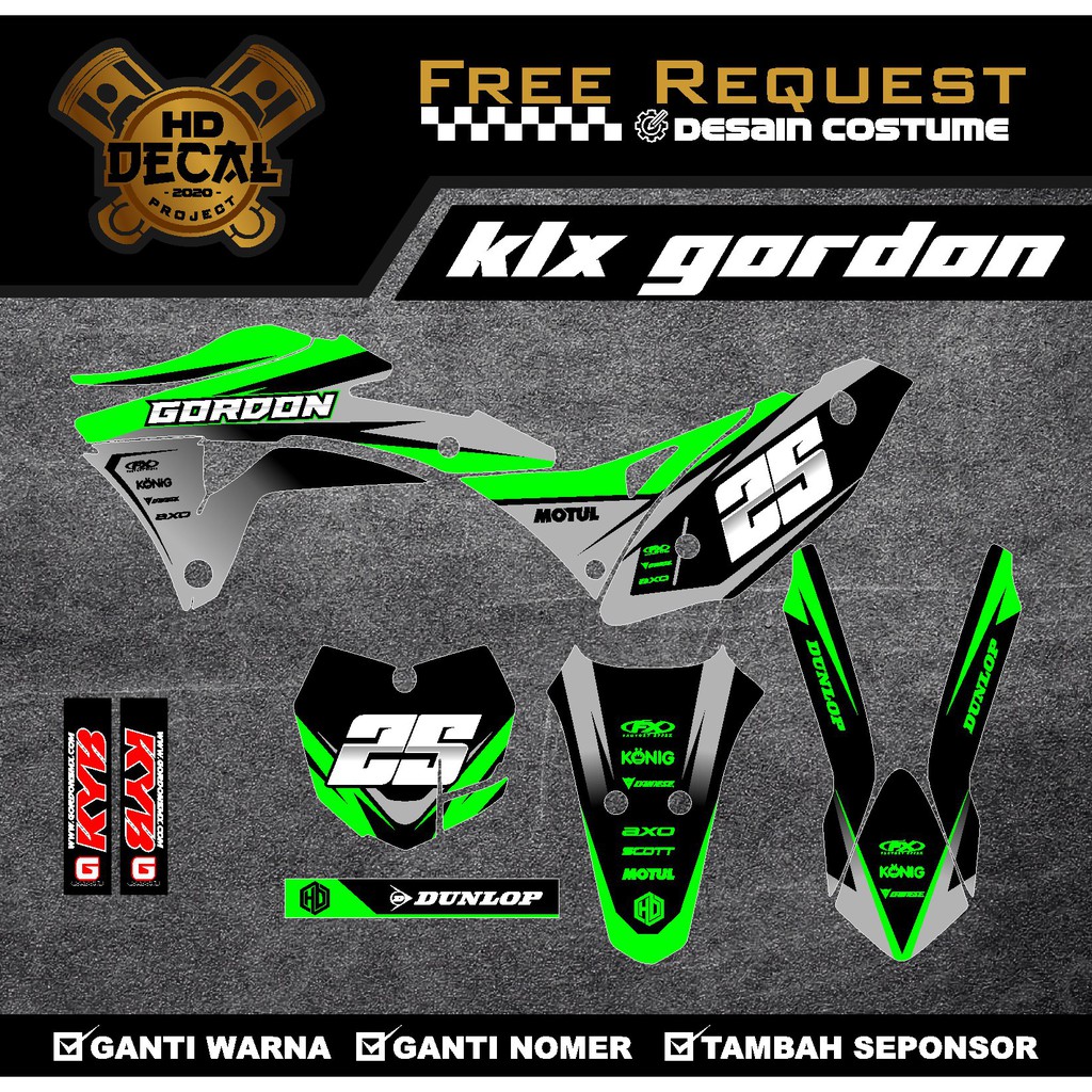 Decal Klx Gordon/Klx Bf/Klx Dtracker/Klx G biru tosca fULL Body Desain Costume