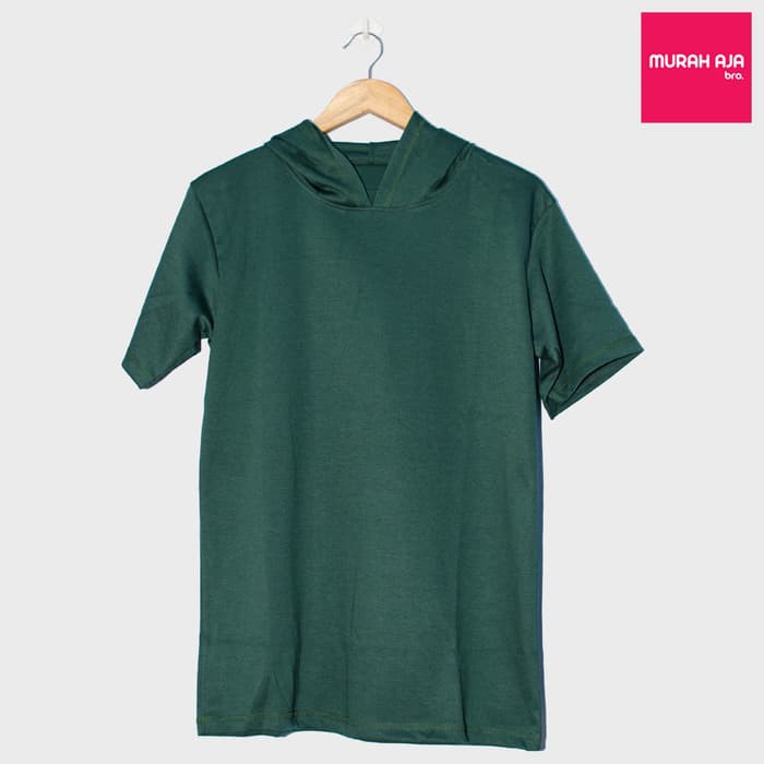 JaketPria SweaterBaju Kaos Polos Hoodie Lengan Pendek - Green Army