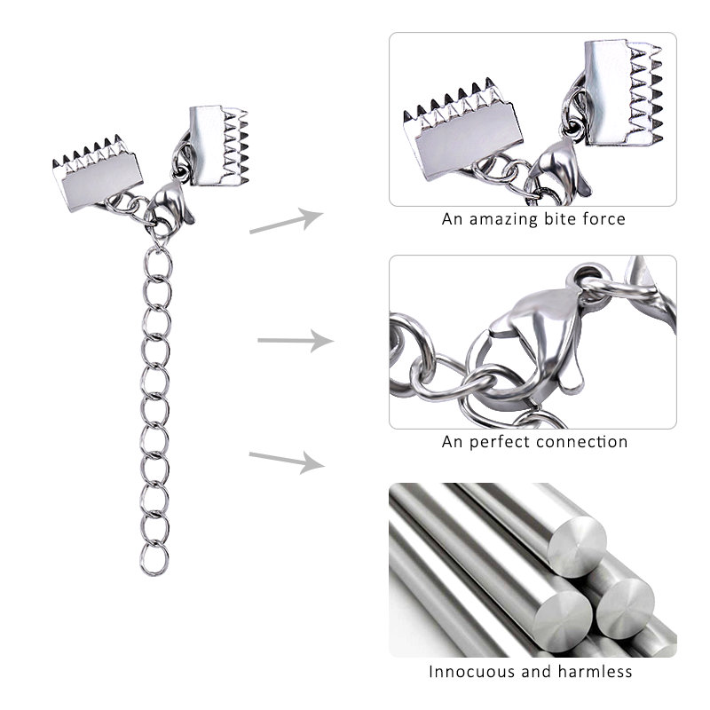 10 sets 304 Pita Stainless Steel Berakhir Lobster Claw Clasps Extension Chain Connector Fastener Clasps Fit Leather Cord