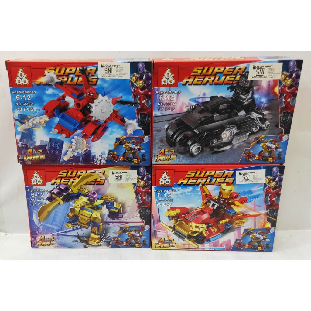 Bricks Block Super Heroes Superhero Avengers 4in1 Robot 66031