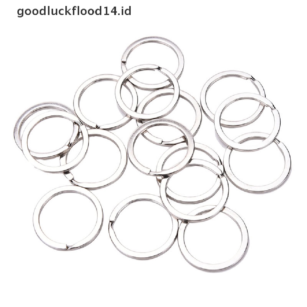 [OOID] 100 Pcs/Set Silvery Key Chains Stainless Steel Round Circle DIY Keyrings 2 Sizes ID