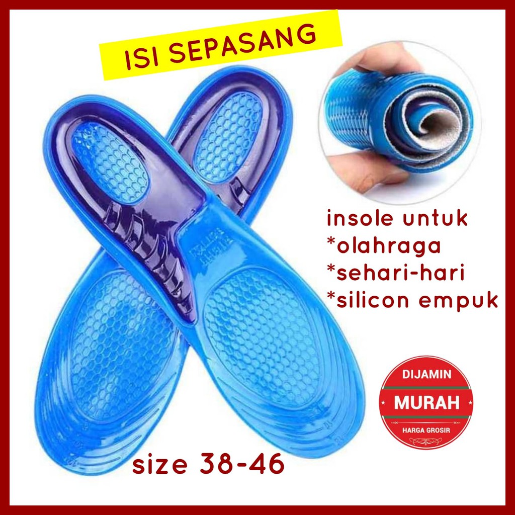 INSOLE GEL SILICON INSOLE OLAHRAGA SOL SEPATU EMPUK ALAS SEPATU PRIA ALAS SEPATU WANITA