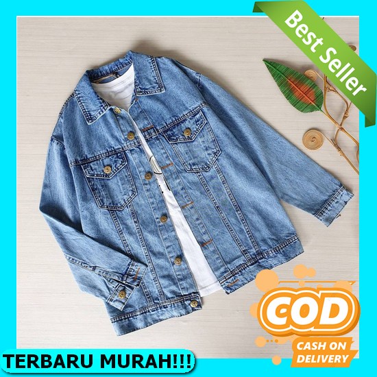 Queena Jaket Jeans Wanita Oversize Jacket Denim Wanita Oversize Jeket Levis Cewek Jumbo Baju Jaket W
