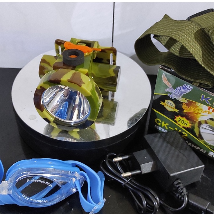 SENTER KEPALA Selam Senter Diving HEADLIGHT KISEKI CK-X2 LED PUTIH 20 WATT TAHAN AIR Waterproof CK X2 Free Kacamata Selam