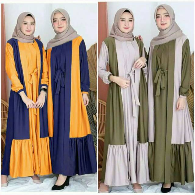 Gamis Sabyan Hijab OOTD Baju Pesta Bahan Moscrepe Super Ukuran S M L XL JUMBO