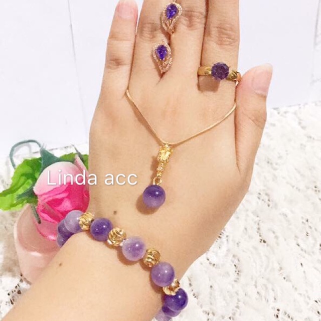 set giok warna ungu gelang giok asli 88
