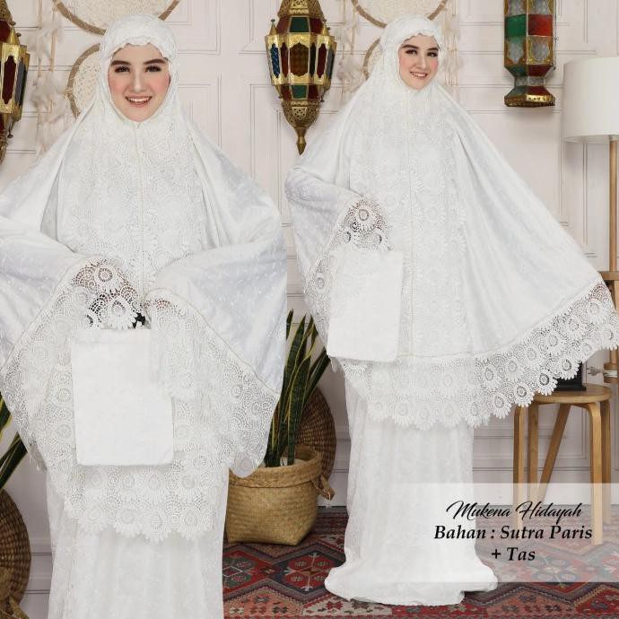 Ori&Terjamin Mukena Dewasa Putih Jumbo Bordir Mewah Mukena Ramadan Terbaru Matahari - Hidayah