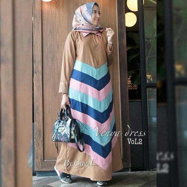 Baju Original ER VENYA Maxi Dress Muslim Modern Panjang Hijab Fashion Perempuan Casual Gamis Trend