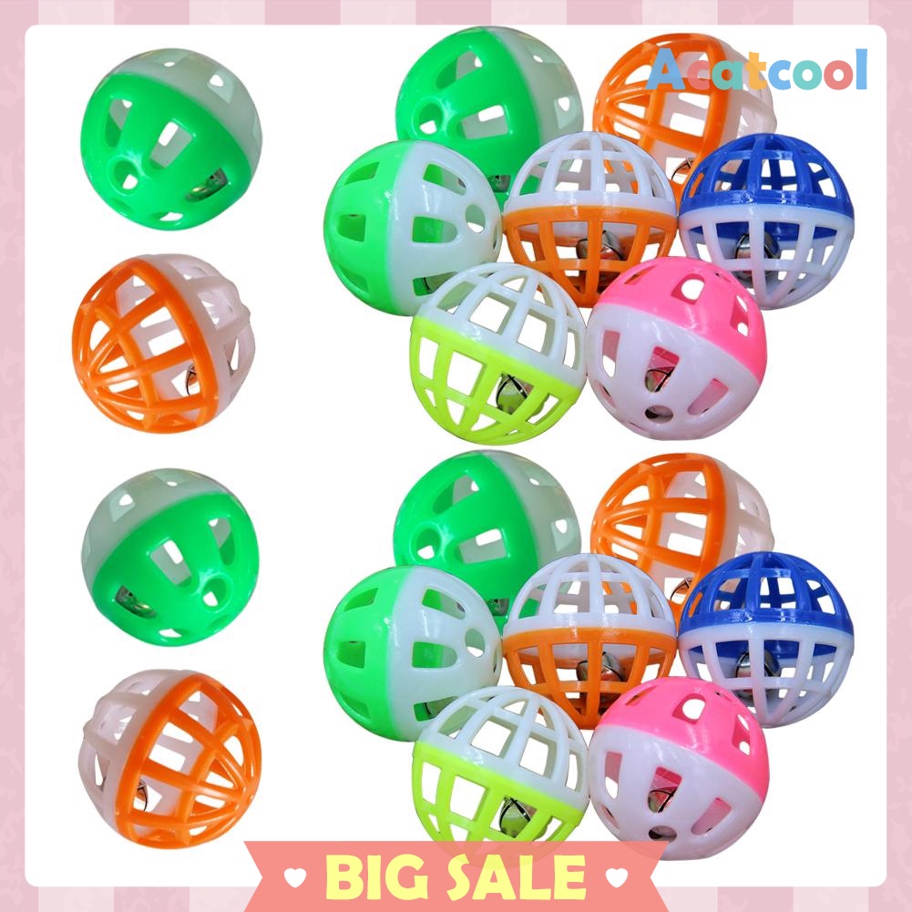 18Pcs Pet Cat Kitten Play Balls With Jingle Bell Pounce Chase Rattle Toy