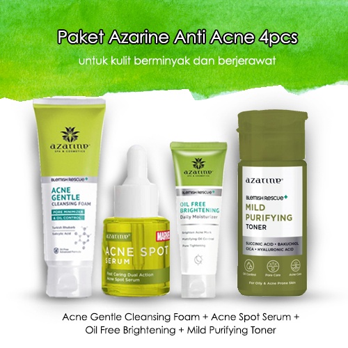 Paket Azarine Anti Acne 4pcs - Anti Jerawat - Pimple Solution - Skincare Kulit Berjerawat