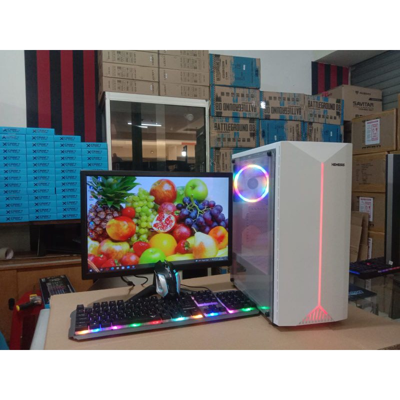 PC gaming intel core i7 11700F Gen 11+ram 16g +ssd 240gb +monitor 24 inc +keyboard mouse gaming+ Generasi terbaru