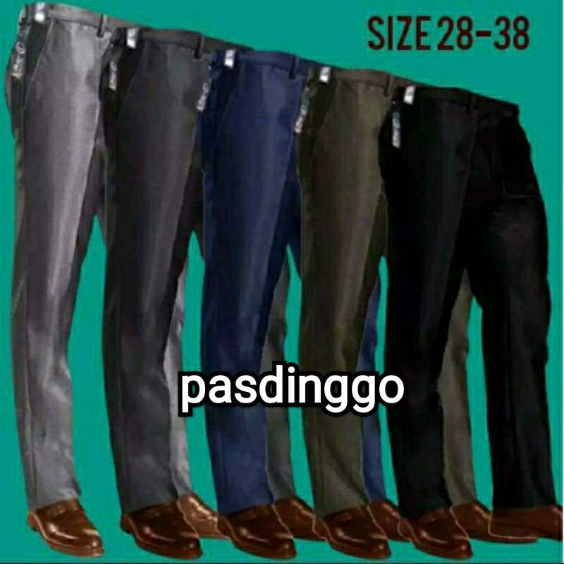 Celana Bahan Dasar Mengkilap Metalik Slimfit Kerja Kantor Formal / NDS