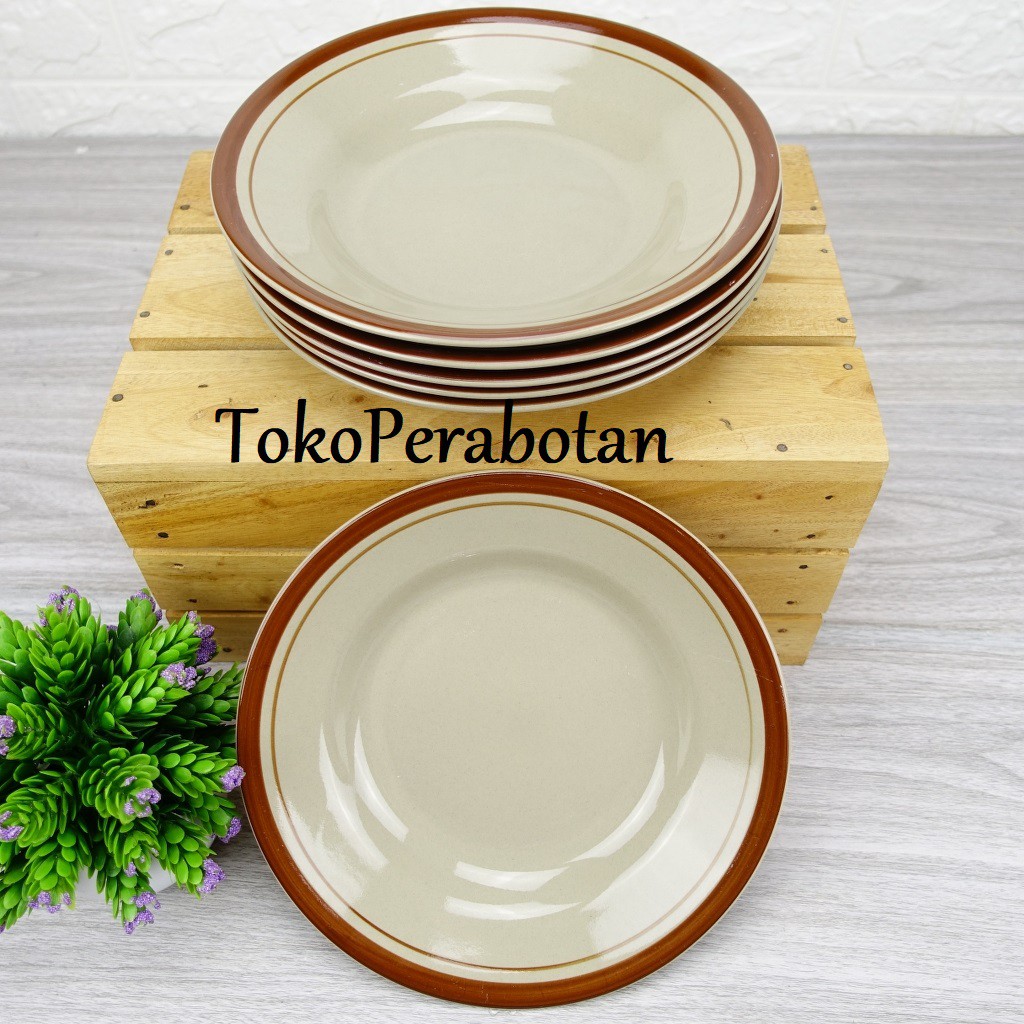 TOKOPERABOTAN Piring Makan Keramik Coklat Lucky 8 inchi TOKOPERABOTAN Piring Makan Keramik Coklat Lucky 8 inchi