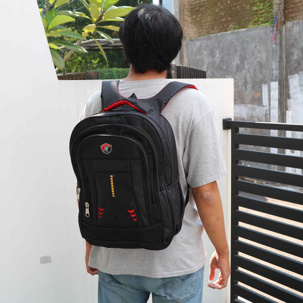 Jual Tas Ransel Gendong Punggung Polo Laptop Sekolah Anak SD SMP SMA Kerja Murah FREE RAIN COVER