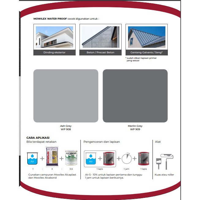 MOWILEX Waterproof Coating Exterior 1 KG (Cat Elastis Anti Bocor)