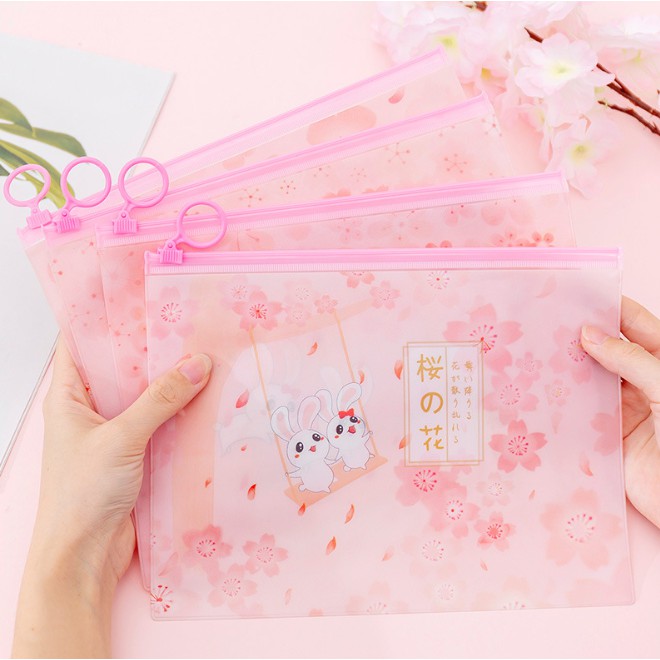 Tempat Pensil Kartun  Transparan Kelinci  Lucu  Unik A5 File 