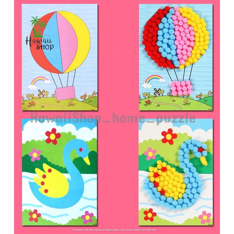 DIY Mainan edukasi anak sticker prakarya tempel POM POM