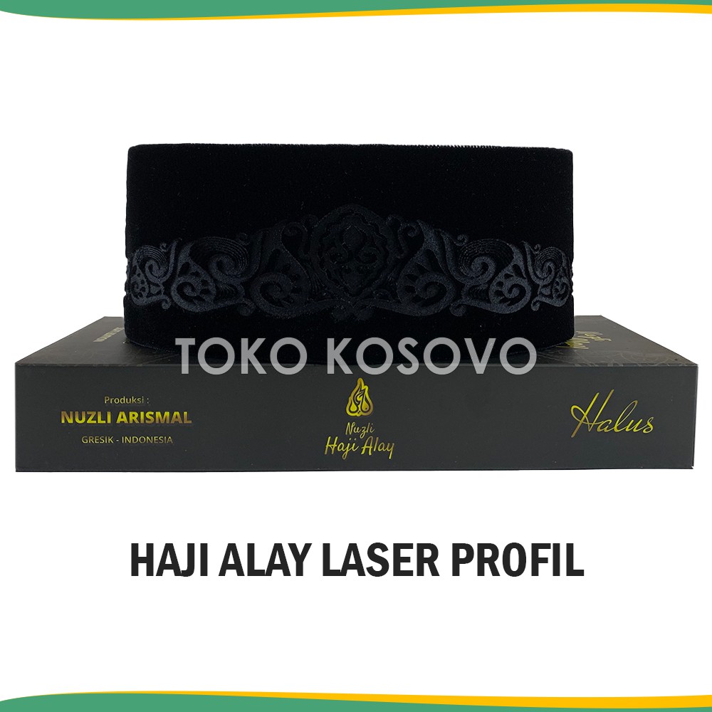 Songkok JUMBO Premium HAJI ALAY LASER AC Tinggi 9 Peci Sholat Pria Dewasa Hitam Full Motif Batik NU Kopiah Shalat Anak Santri Laki Kopyah Solat Pesantren Nasional Beludru Ukuran Kopeah Bulat Batok Bludru Pigeon Putih Pendek Karakter Nama Oman Ori Original