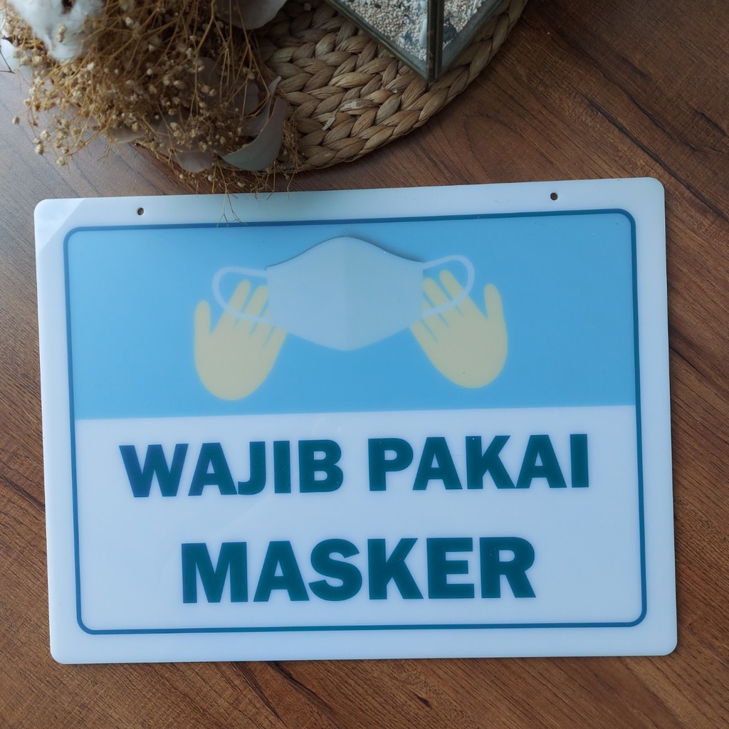 SIGNAGE WAJIB PAKAI MASKER / WAJIB PAKAI MASKER SIGN / GANTUNGAN TOKO WAJIB PAKAI MASKER